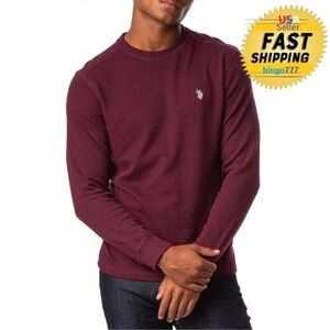 U.S. Polo Assn. Men’s Long Sleeve Crew Neck Thermal Shirt Size L Burgundy